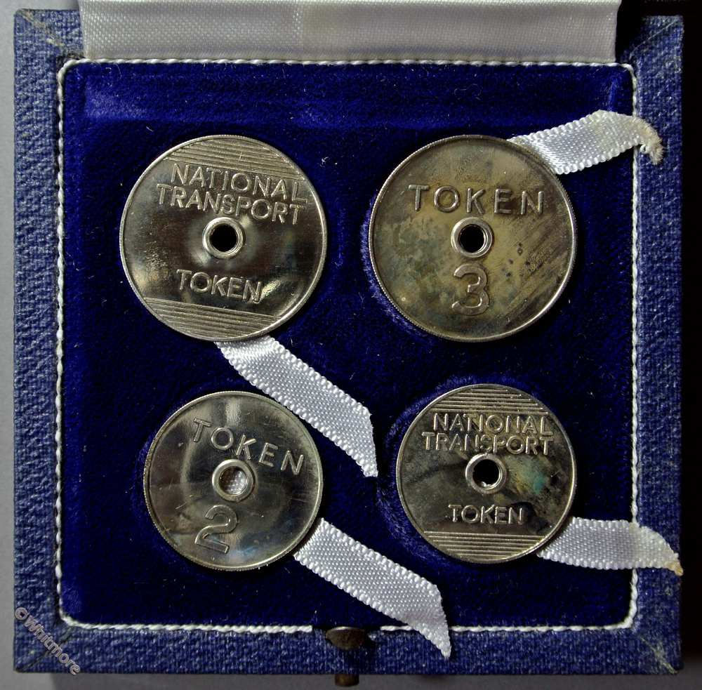 National Transport Token 3 (25mm) 2 (21mm) Two pairs cupro­nickel proofs Cased