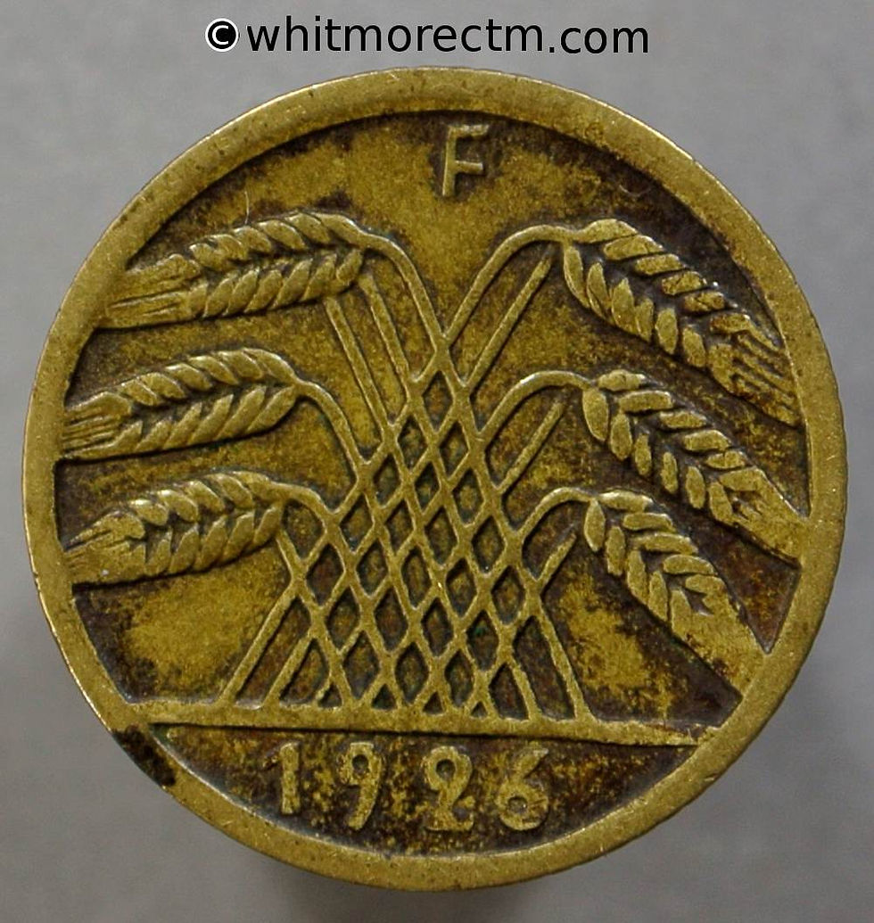 1926 Germany - Weimar Republic 5 Reichspfennig coin 1926F