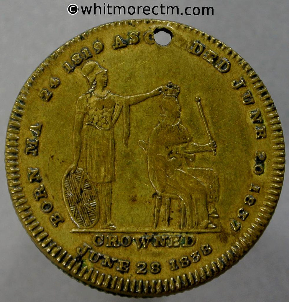 Thumbnail: 1838 Coronation of Queen Victoria Medal 24mm B1828 Brass Pierced