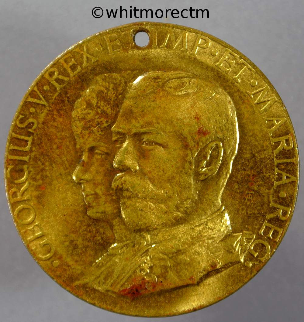 Grimsby 1911 Coronation Medal 35mm George V - Gilt brass Pierced