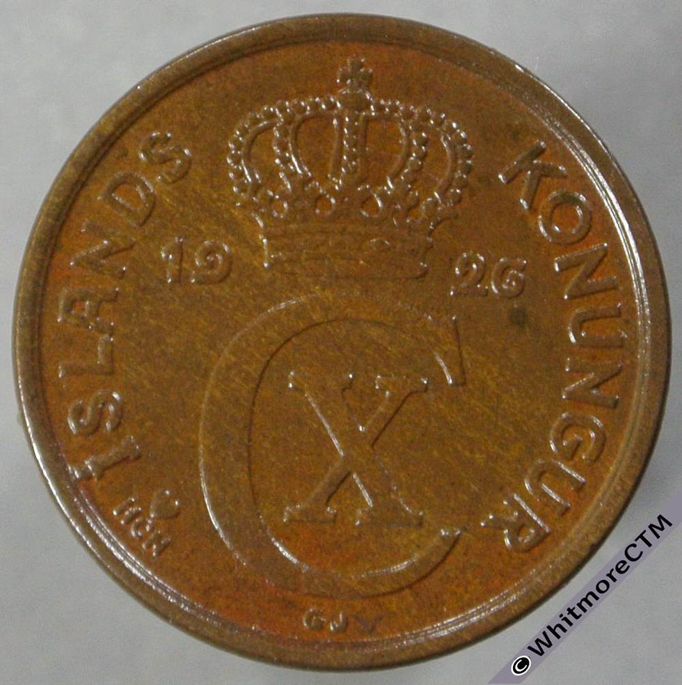 1926 Iceland 2 Aurar Obv