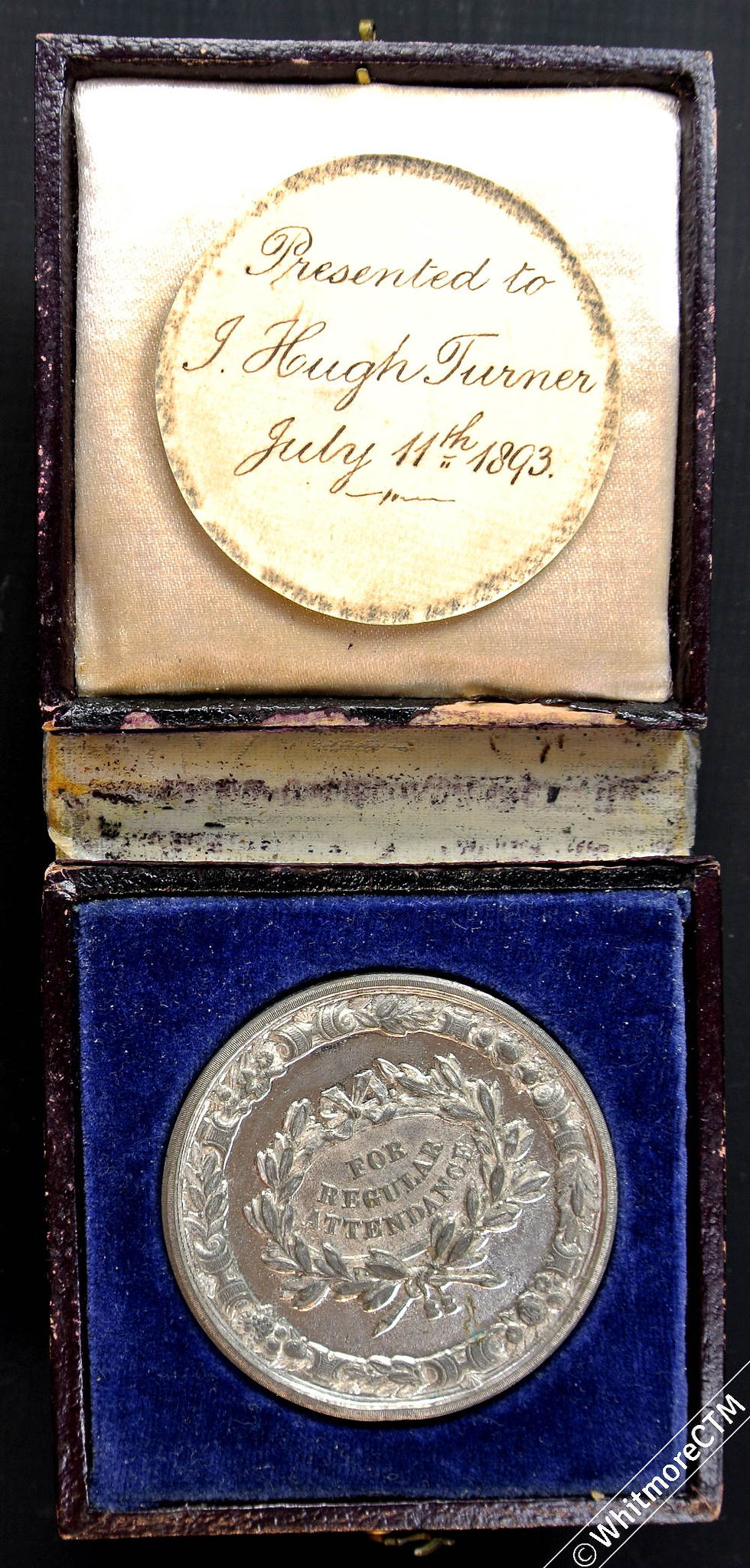 Thumbnail: 1893 Upton Bishop Hereford attendance Medal 45mm White metal