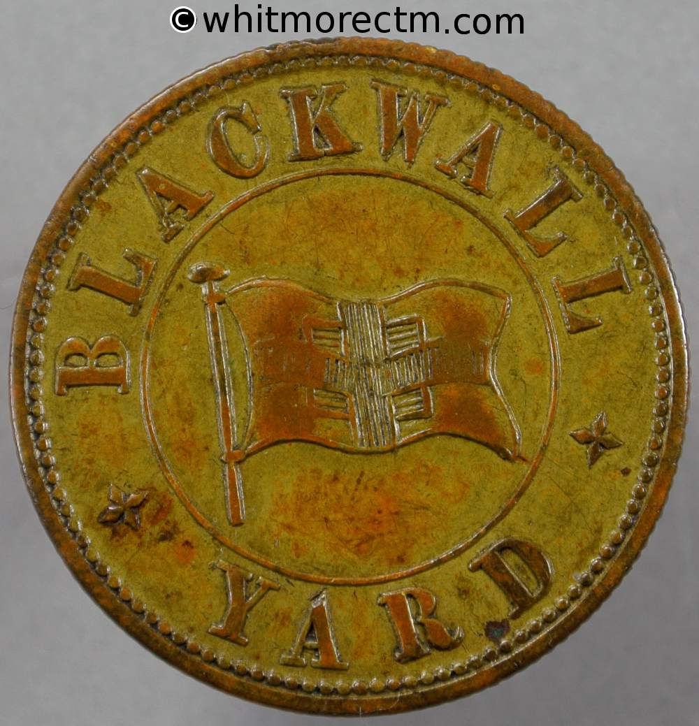 London Value Stated Token Blackwall Yard 29mm R & H Green Price Threepence