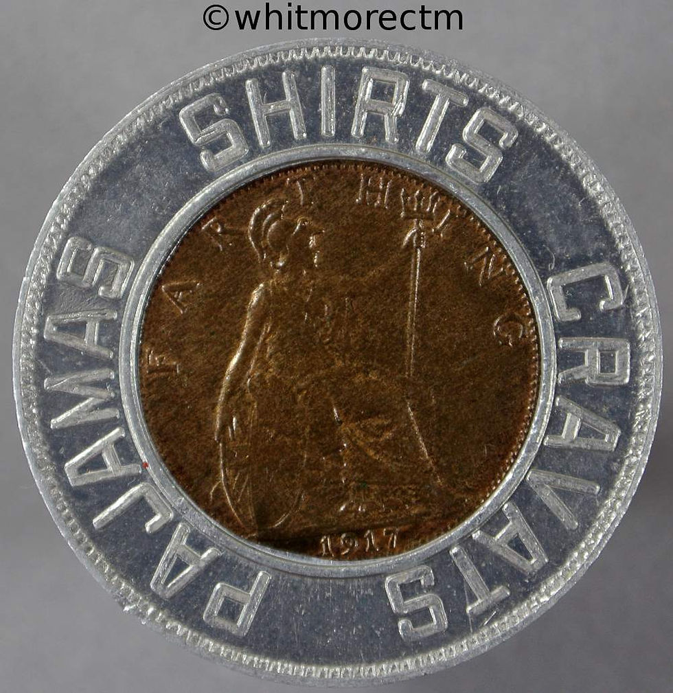 1917 Farthing in Aluminium Ring Glasgow Forsyth Lucky Coin