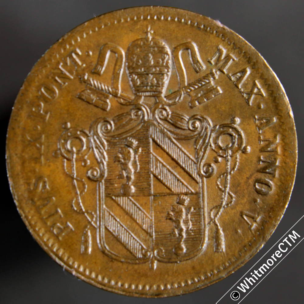 1850R Italy Papal States 1 Baiocco - Year V