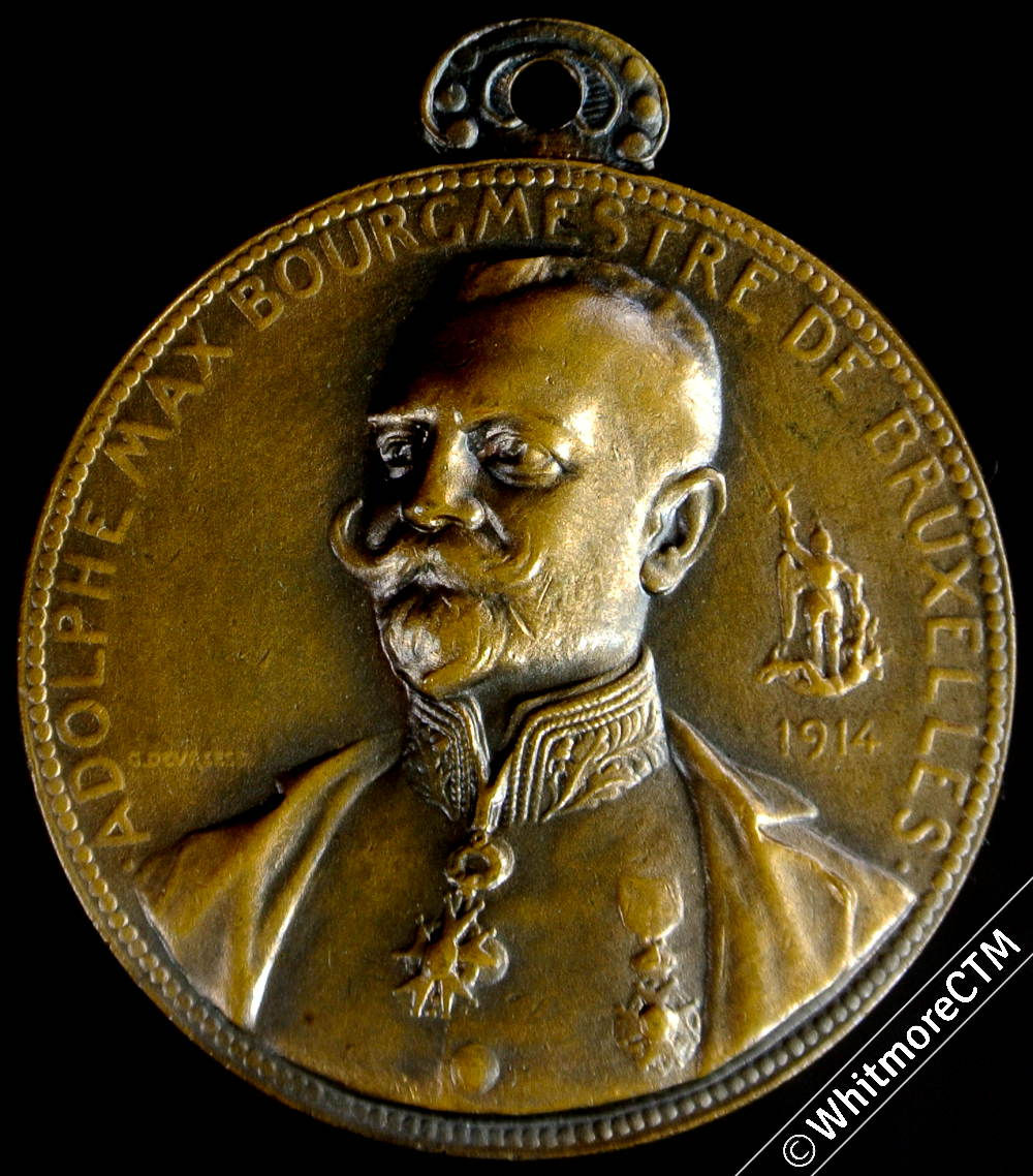 Belgium 1914 Adolphe Max Bourgmeister of Brussels Medals 28mm By Devrelle Bronze