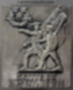 Thumbnail: 1968 Sweden shooting Competition medallion plaque 50x59mm Battle Scene - Silvered Bronze