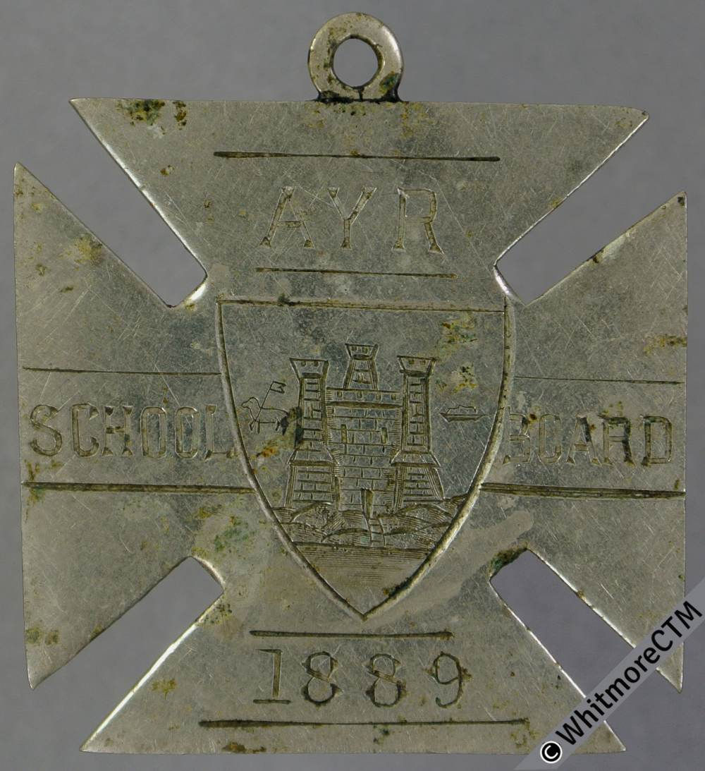 1889 Ayr School Board Medal 29mm Maltese Cross-shaped silver See D62