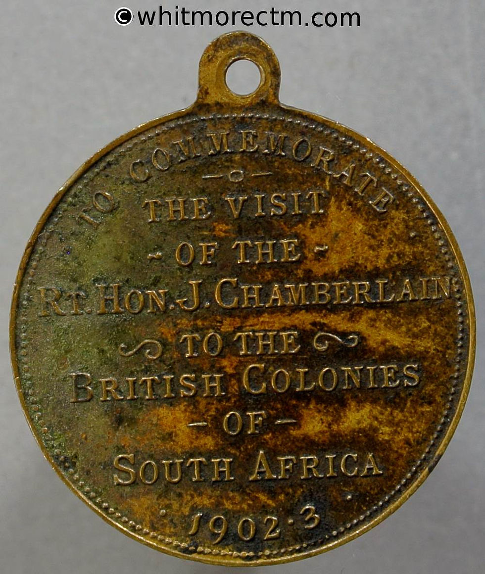 1902-3 South Africa Commemorate the visit Joseph Chamberlain Medallion 24mm