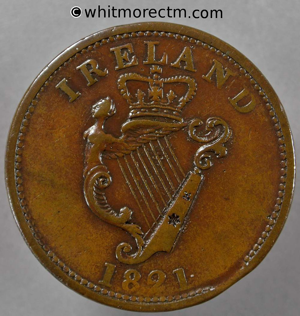 19th Century Penny Ireland 1916 1821 Laur. bust R. "Luke XX" etc./ Harp