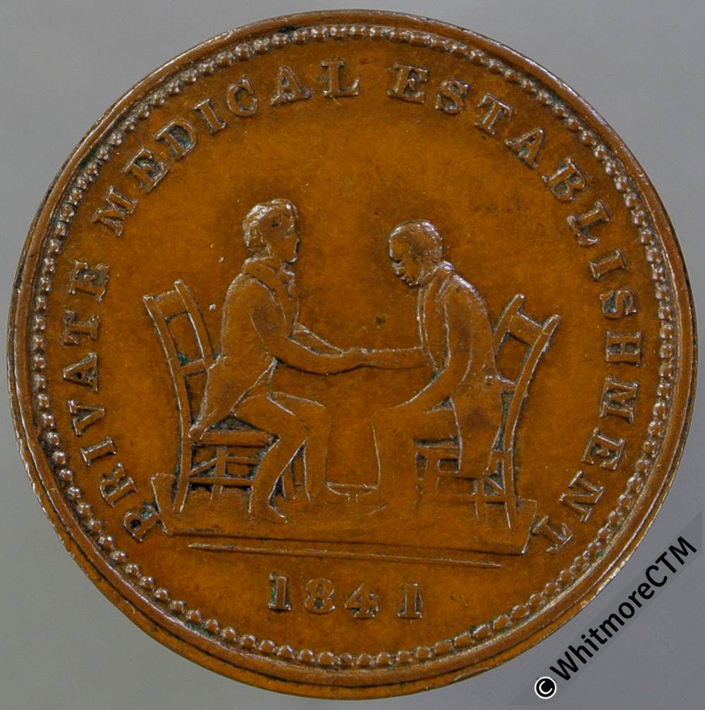 Unofficial Farthing Glasgow 7400 1841 Dr.Stuart & patient without "Honour" Rare