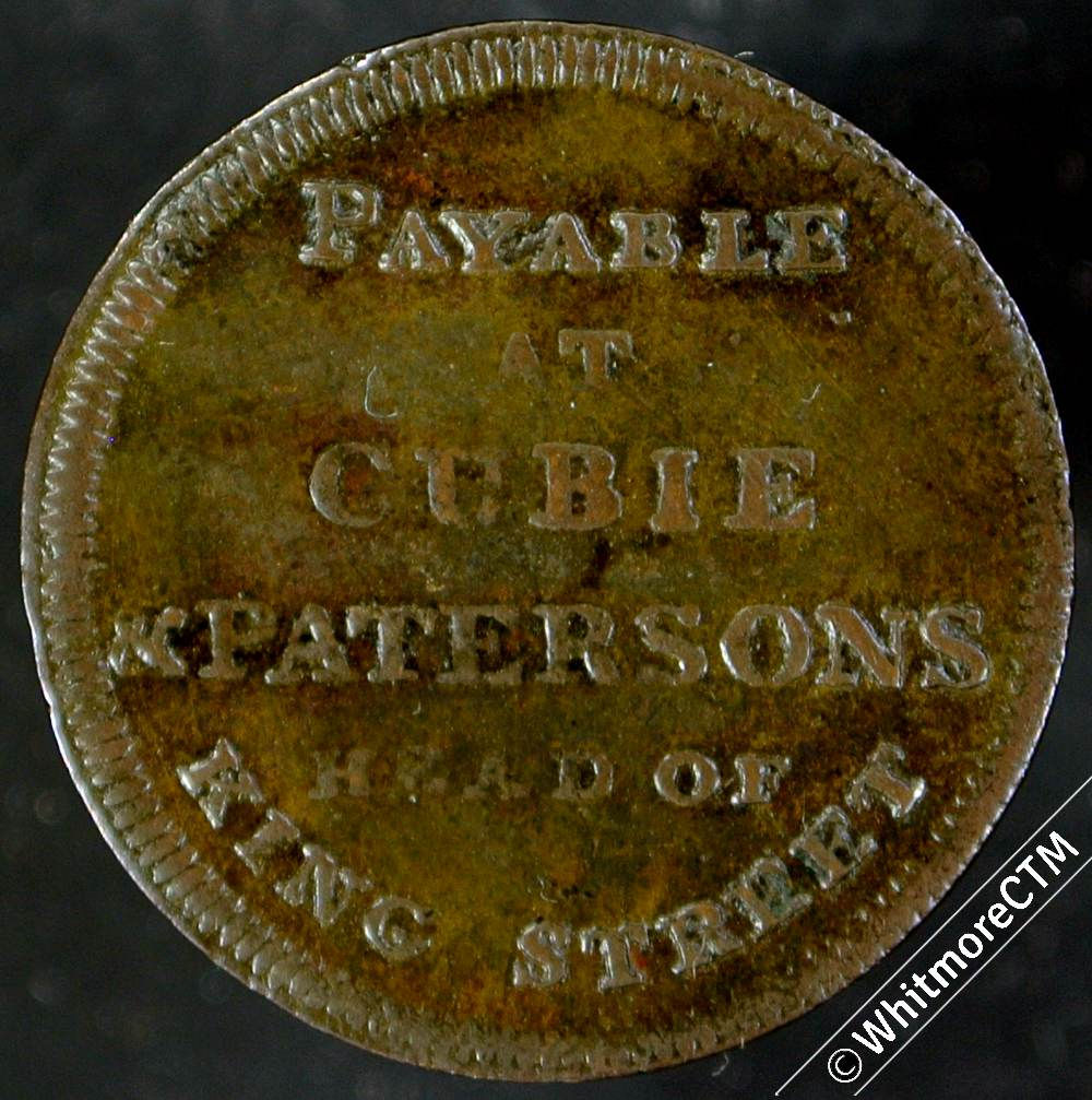 18th Century Farthing Token Glasgow 24 Cubie & Patersons - Head of King Street
