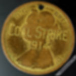 Engraved Coin "Coal Strike 1914" on Gilt 1887 Half Penny