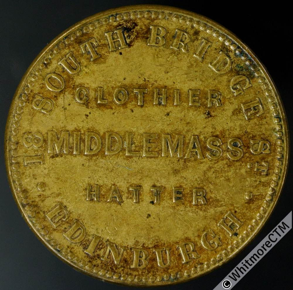 Unofficial Farthing Token Edinburgh 7209 (7200) Middlemass Outfitter. Gilt brass