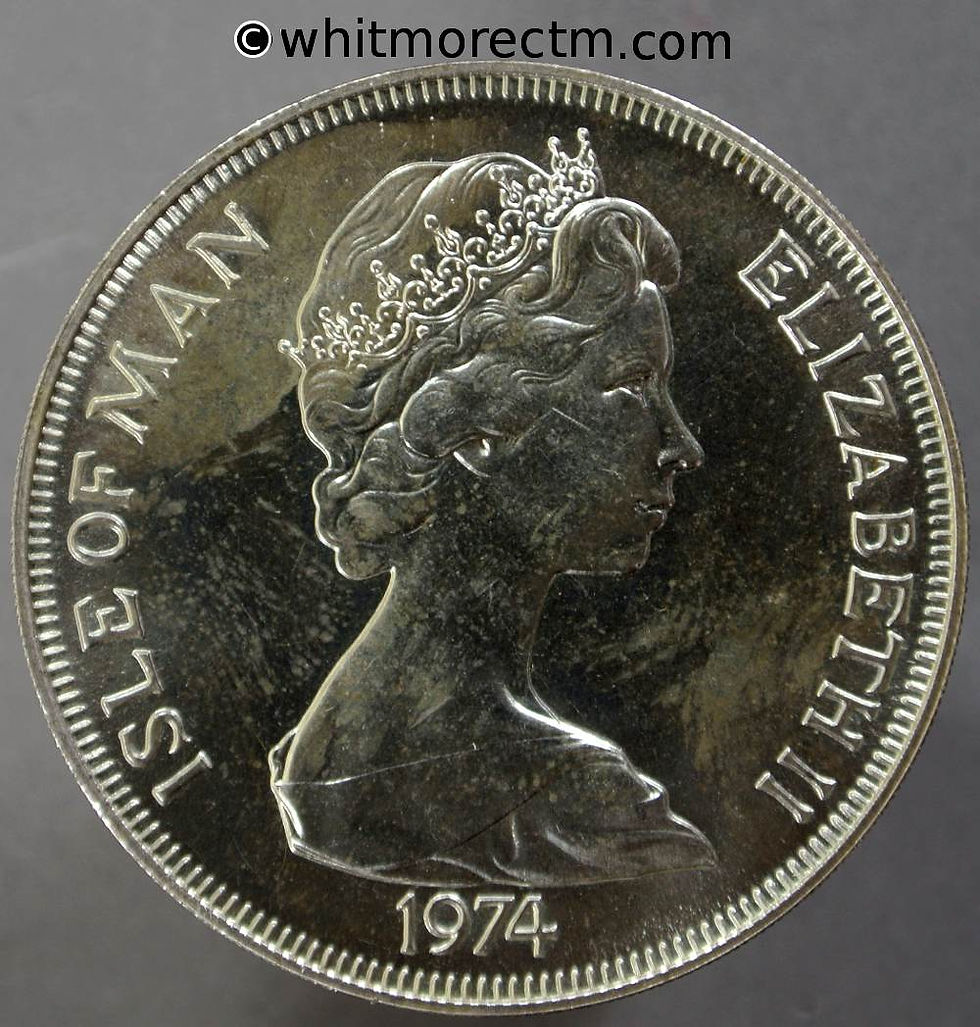 1974 Isle of Man Y13 Winston Churchill - One Crown obv