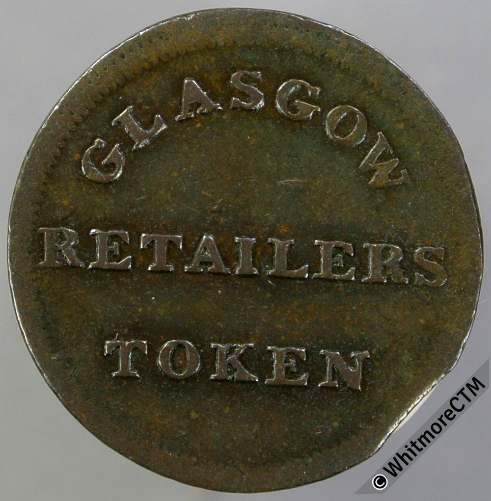 Unofficial Farthing Glasgow 7380 1830 Retailers token - Small flan clip