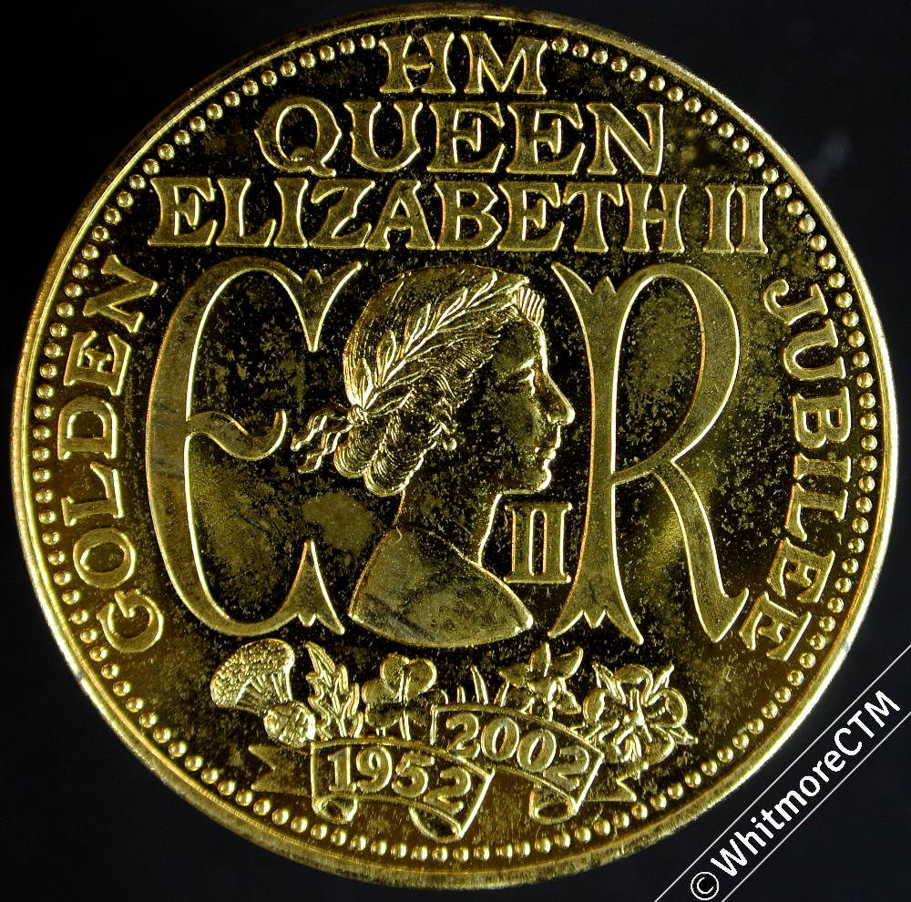 2002 Golden Jubilee Queen Elizabeth II Medal 39mm Gilt bronze