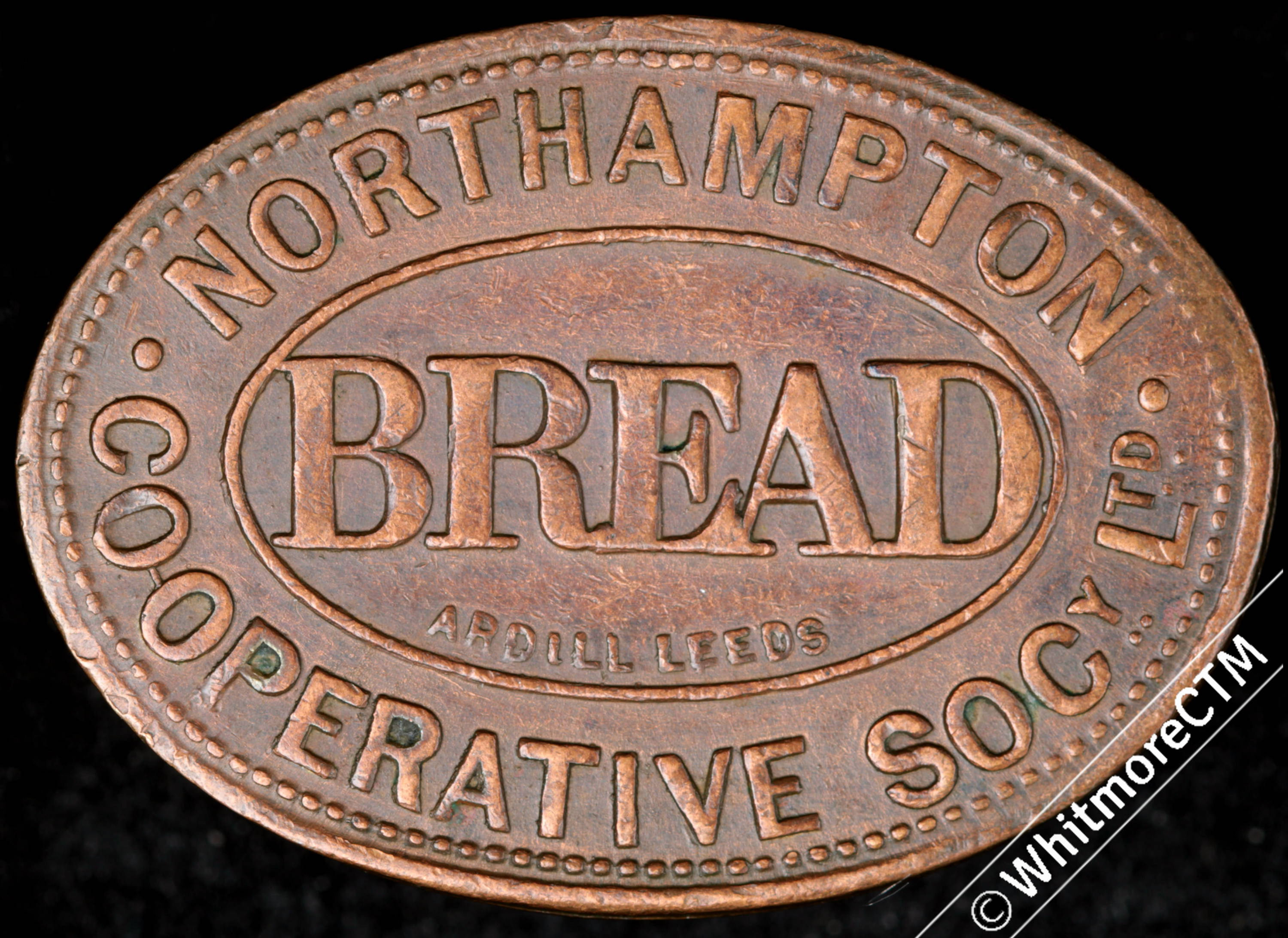 Co-Operative Society Token Northampton 32x23mm Bread by Ardill Leeds Ova