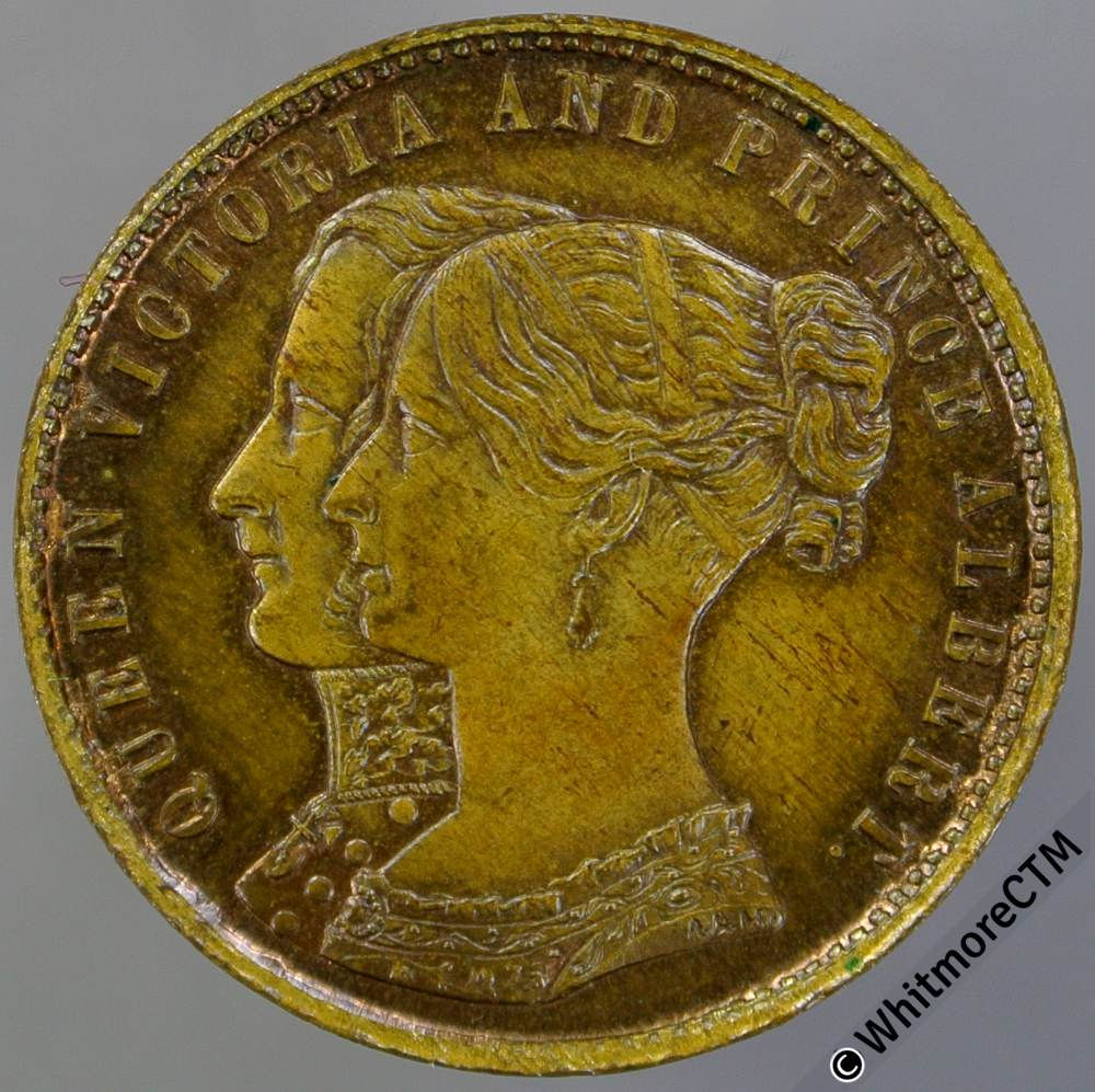 1844 Opening of Royal Exchange Medal 22mm B2175 Victoria & Albert. Gilt Bass