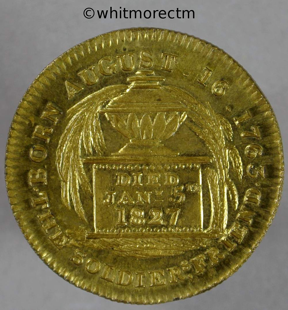 1827 Death Prince Frederick Duke of York Medallion 25mm B1291 Gilt brass.