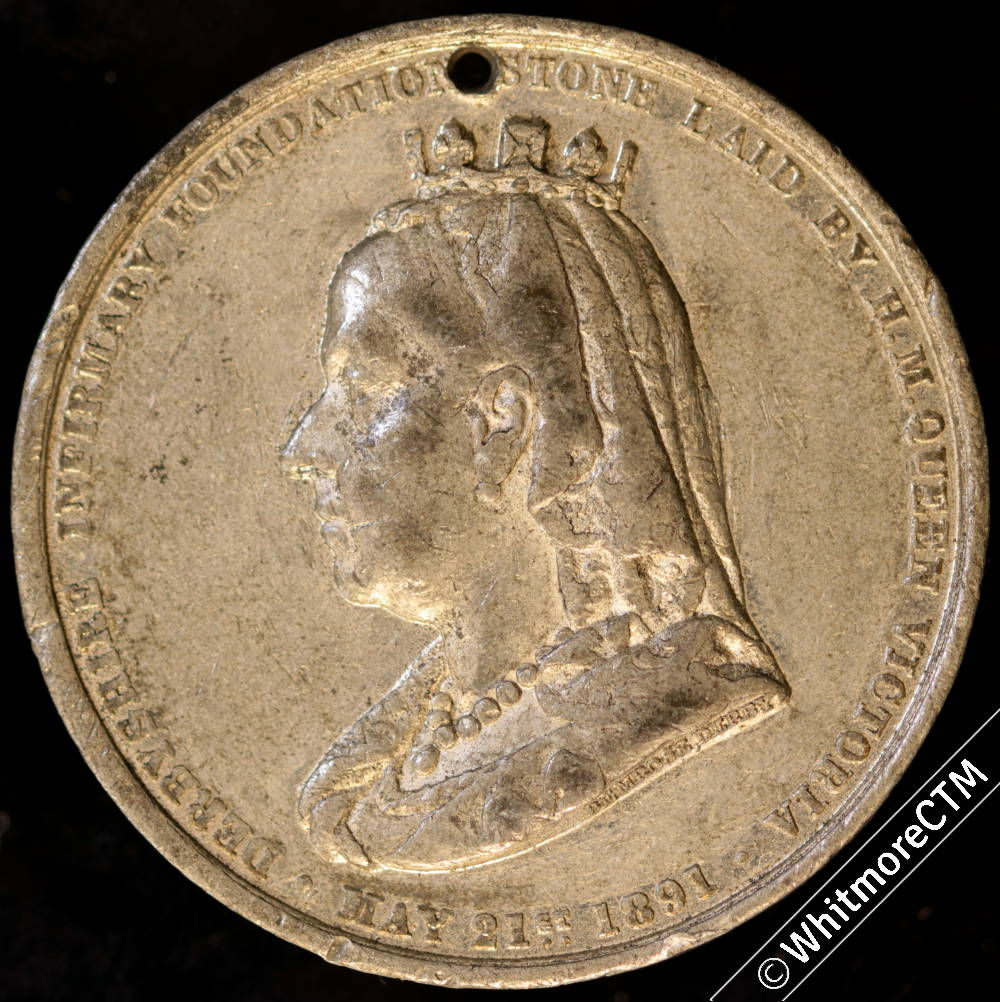 Derby 1891 Foundation Stone of Infirmary laid Medal 38mm B3422 By Bemrose W.M