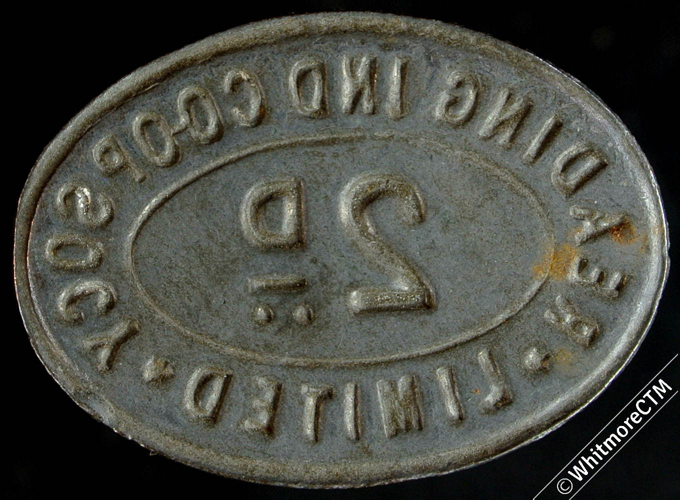 Co-Operative Society token Reading Ind. 31x23mm 2D  Oval bracteate iron