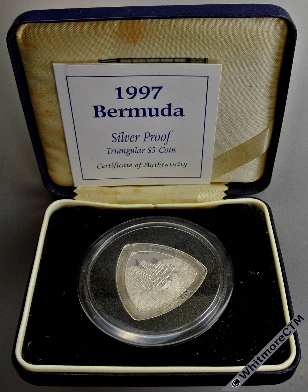 1997 Bermuda Silver Proof $3 Wreck of Sea Venture tree sided Crown