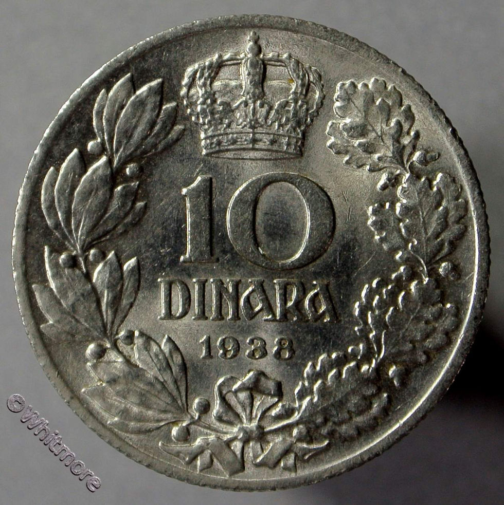 1938 Yugoslavia 10 Dinara coin
