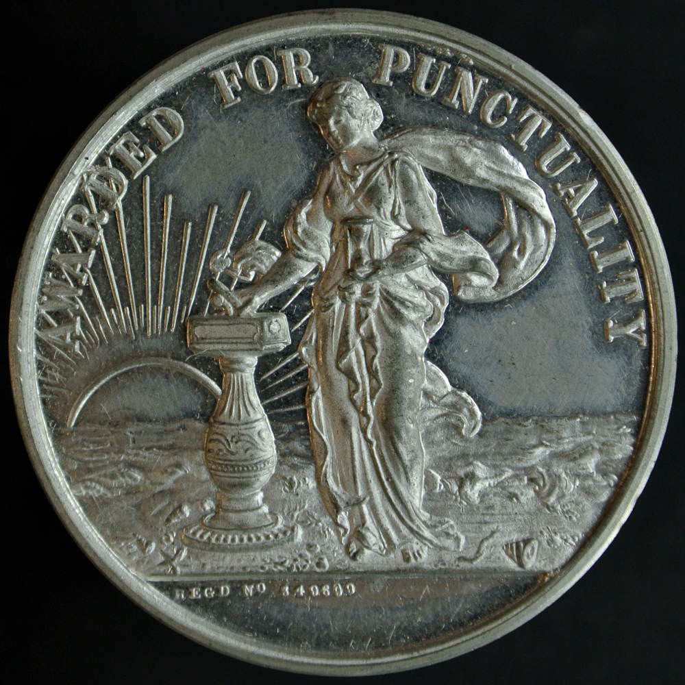Awarded for Punctuality, Allegorical Time Medal 45mm Superior Merit. White Metal