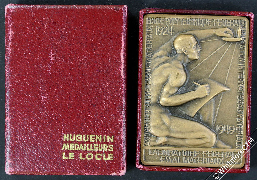 Thumbnail: Switzerland 1949 Lausanne École Polytechnique Medal 52x36mm Boxed By Huguenin
