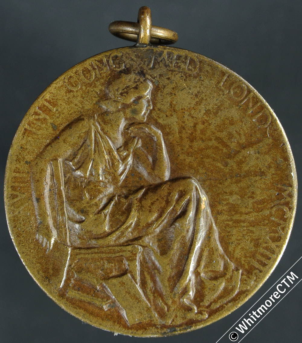1913 17th International Medical Congress Medal 31mm Bronze with suspender