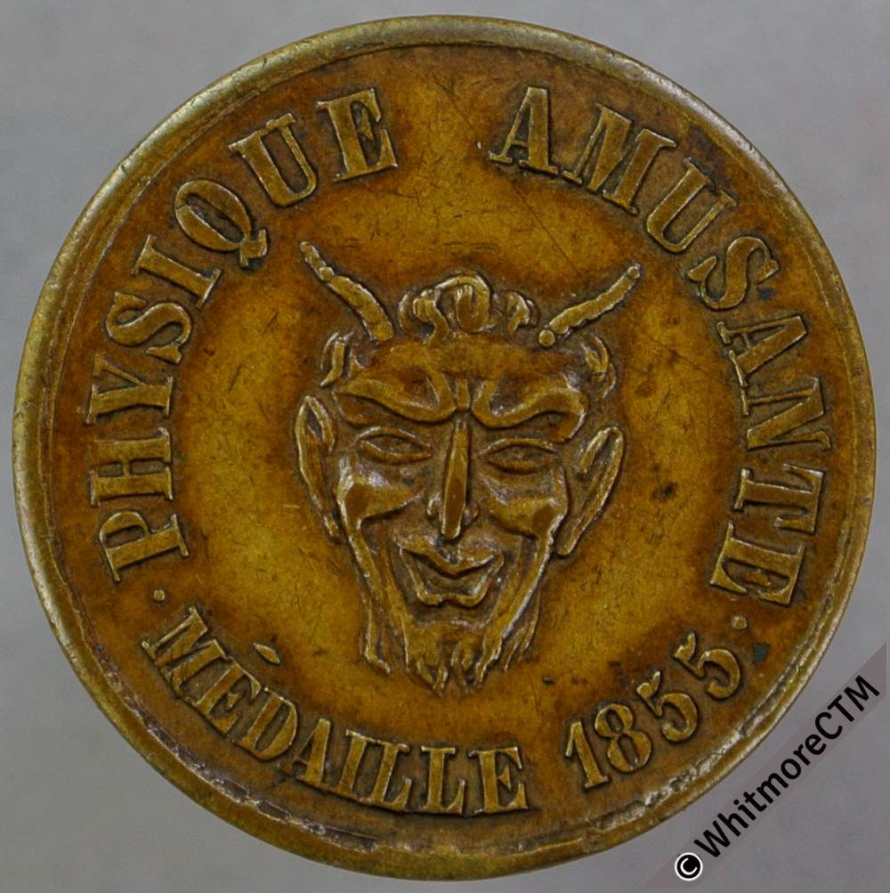 France Paris Token 21mm Physique Amusante - Devil's face. Brass