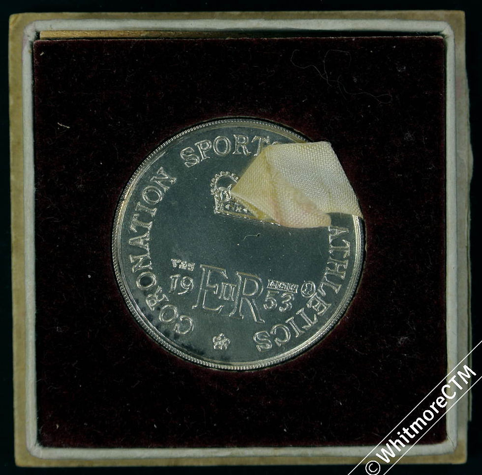Thumbnail: 1953 Leicester Sports & Athletics Coronation Medal 33mm Boxed Silver