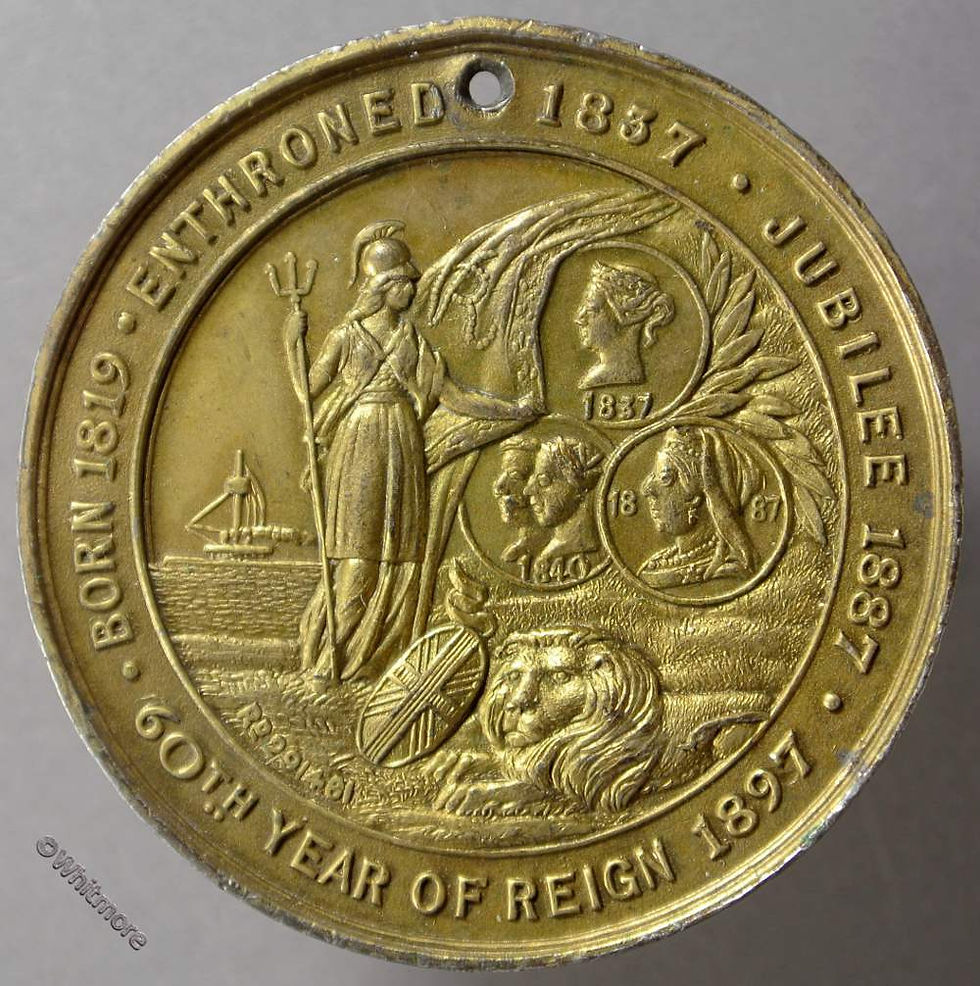 Thumbnail: 1897 Queen Victoria Diamond jubilee medallion 39mm B3563 Gilt W.M. Pierced