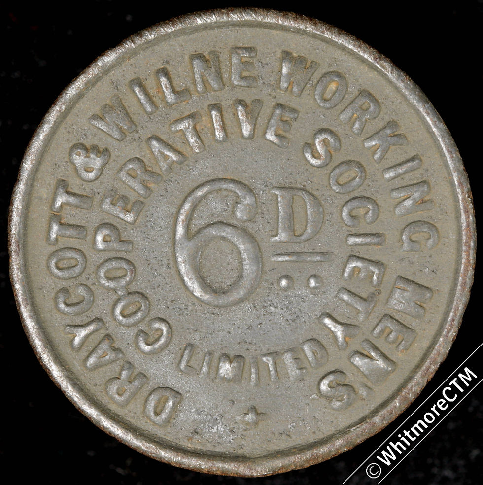 Thumbnail: Co-Operative Society token Draycott & Wilne working mens. Set of six