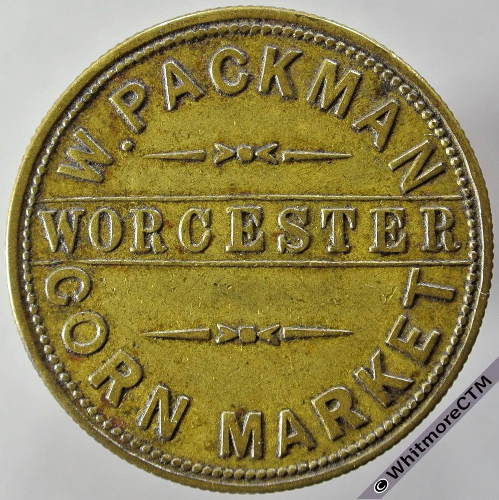 Worcester Market Token 32mm W.Packman - Corn Market. Brass