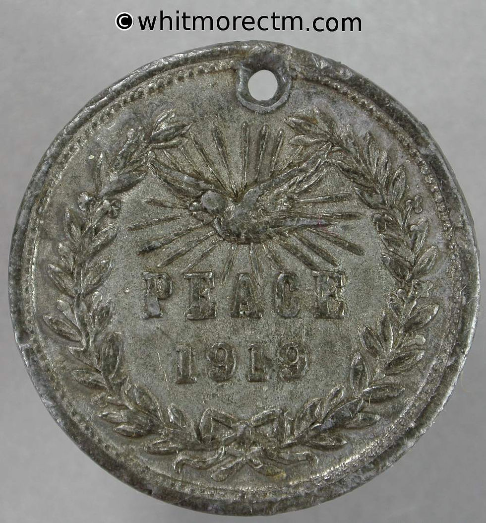 Thumbnail: 1919 WWI Peace & dove within wreath Medallion 32mm Britannia as coinage