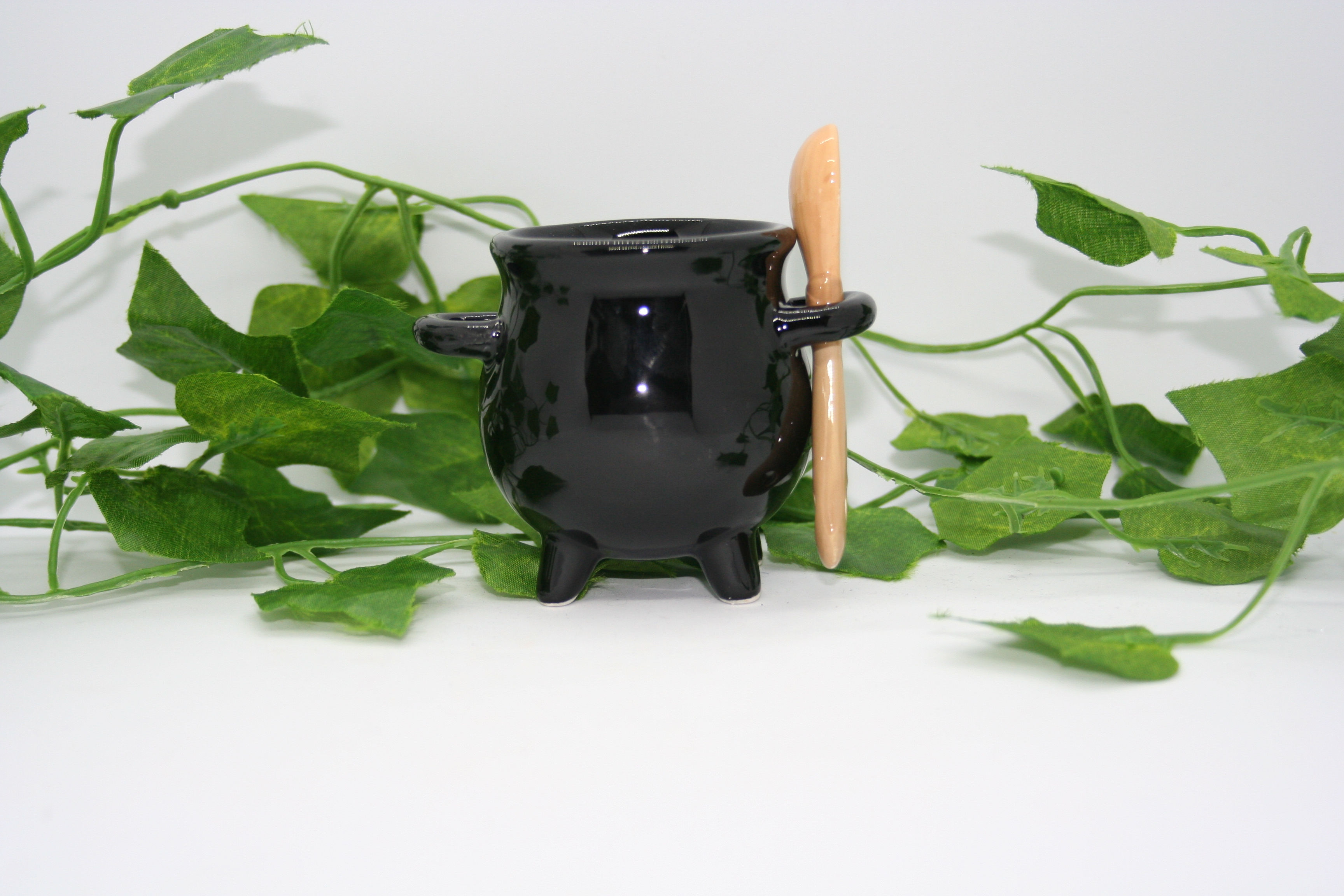 Cauldron Egg Cup with Broom Spoon