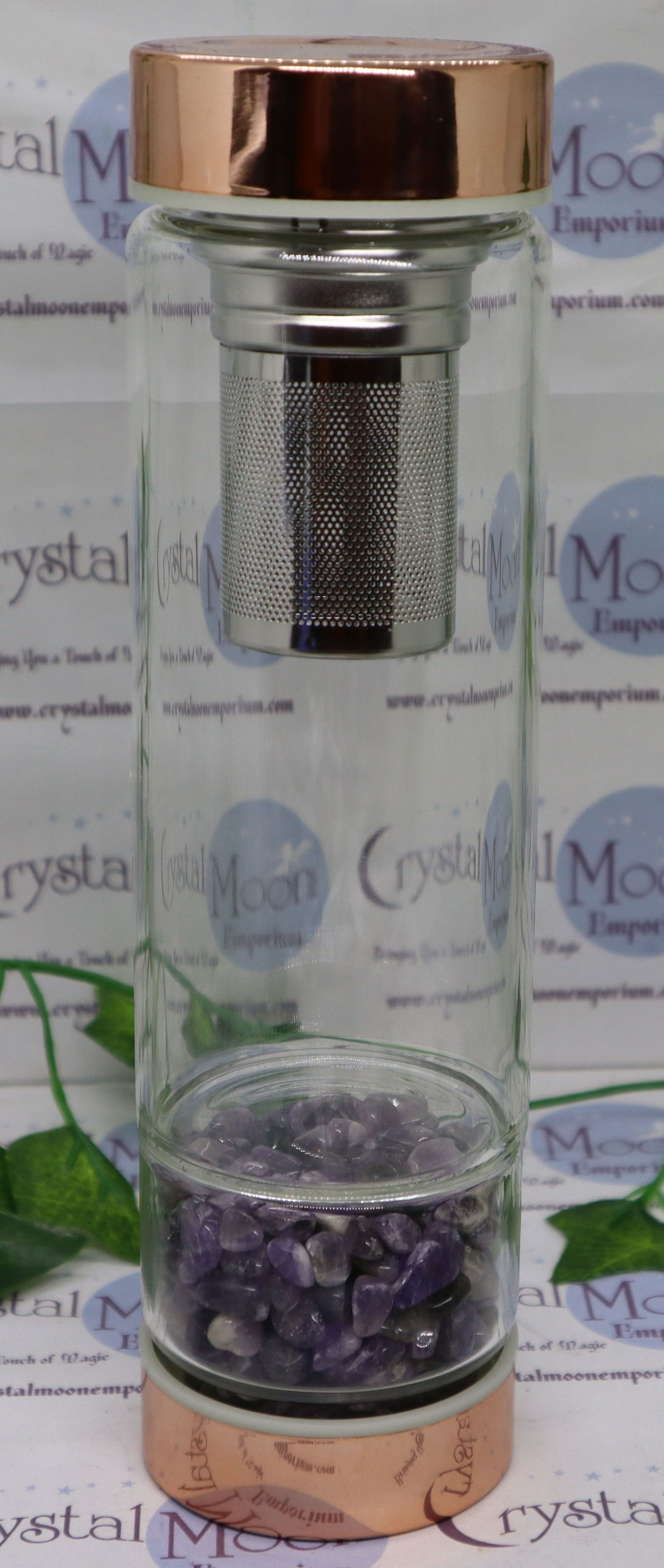 Crystal Glass Tea Infuser Amethyst