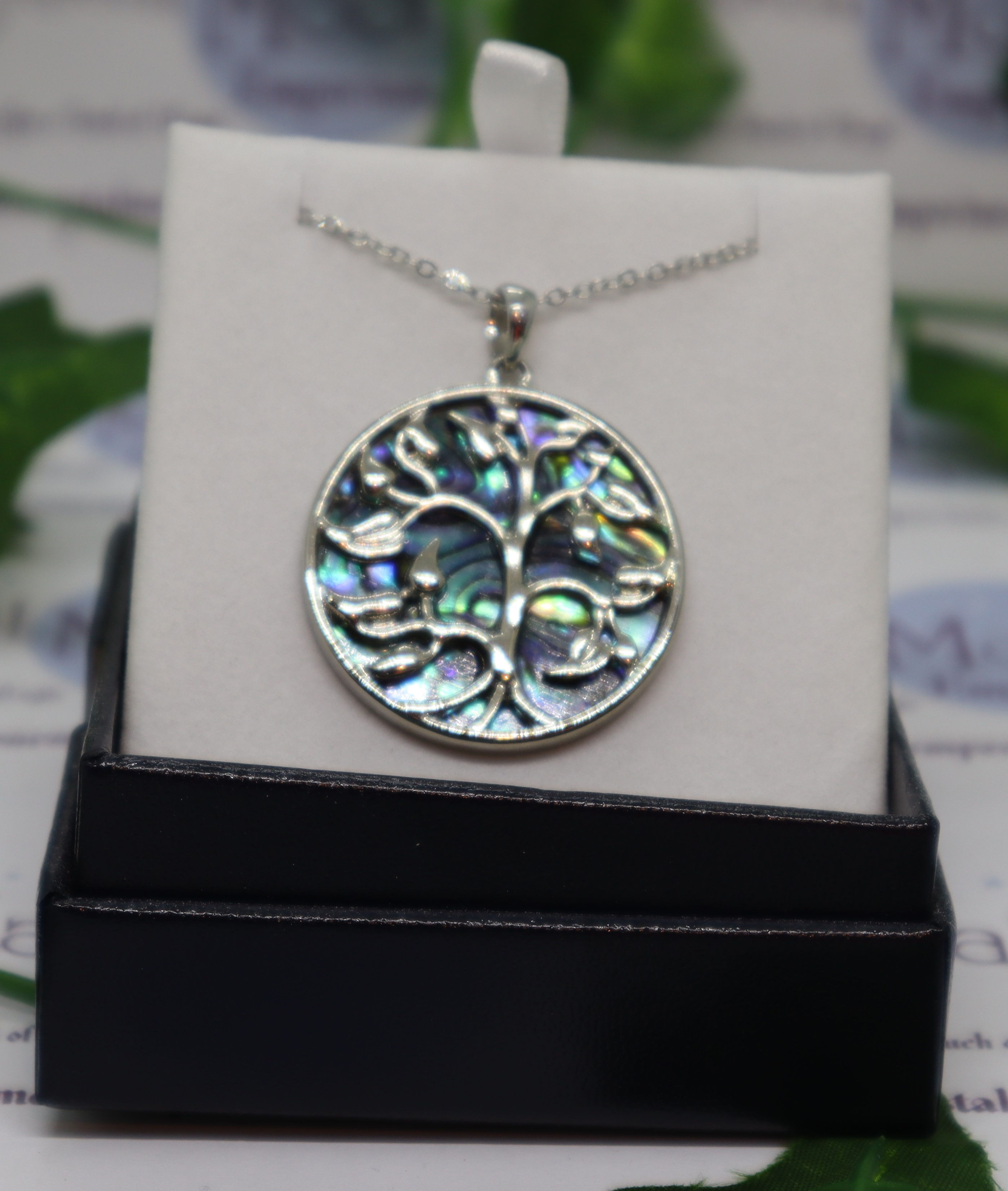 Paua Shell - Tree of Life Necklace - Large