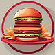create a red round circle with burger in