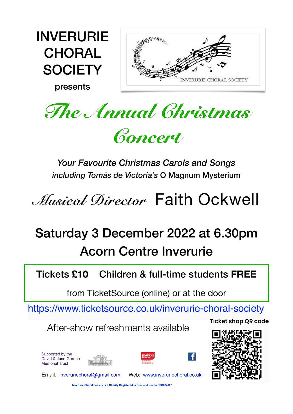Inverurie Choral Society Christmas Concert Poster