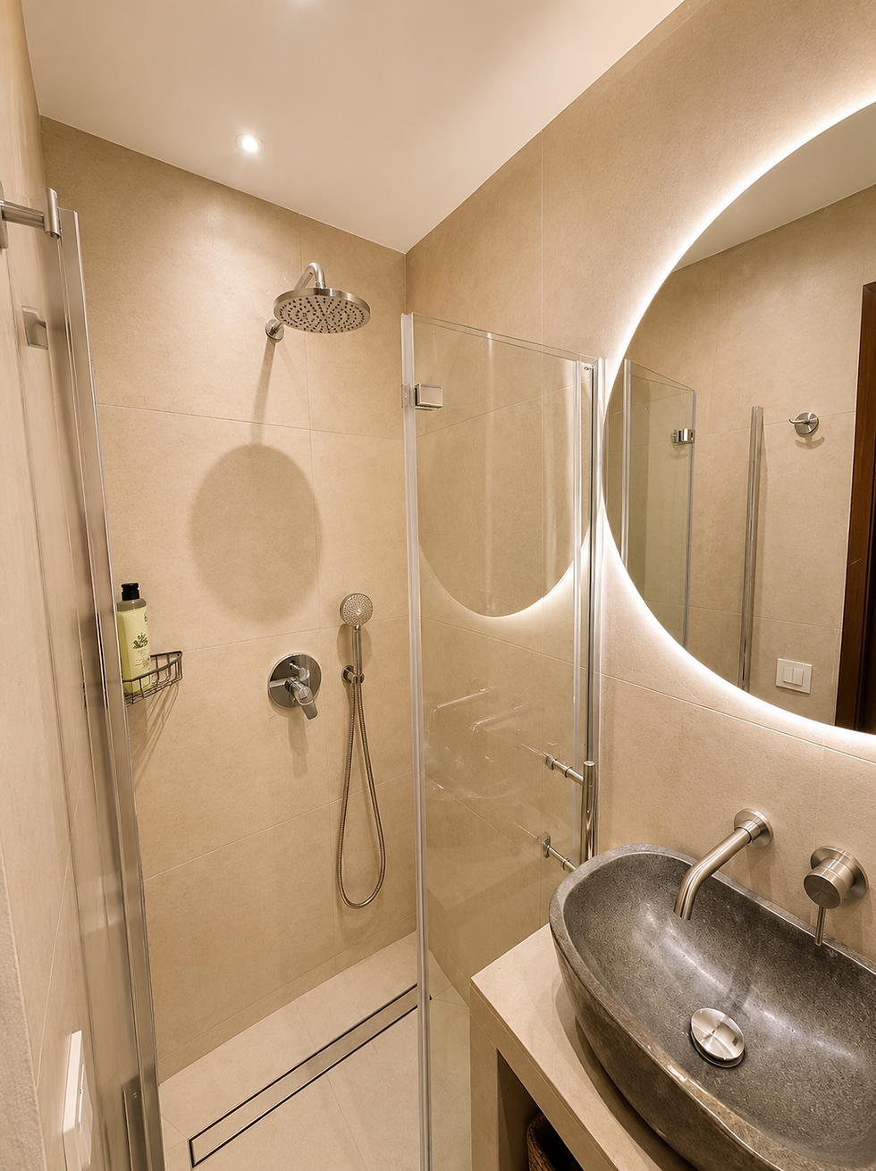 Bathroom in Casa Azul at Maria Leona Retreats in Andalusia.