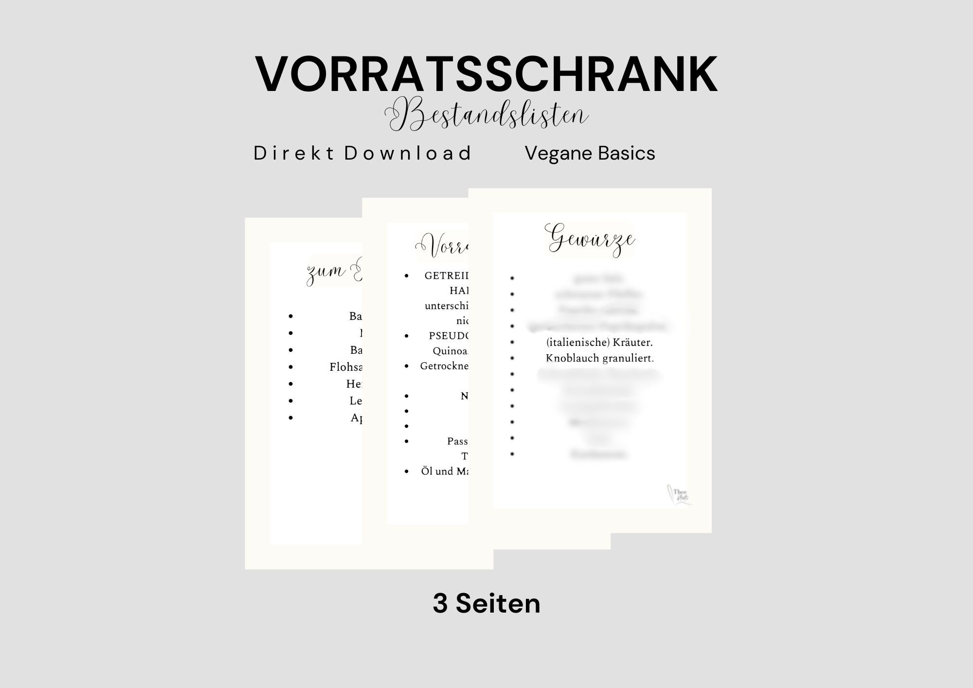 Vorratsschrank Bestandslisten für eine ausgewogene Ernährung