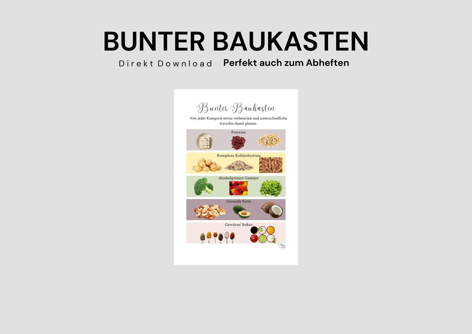 Bunter Baukasten, perfekt für ein ausgewogenes Meal Prep