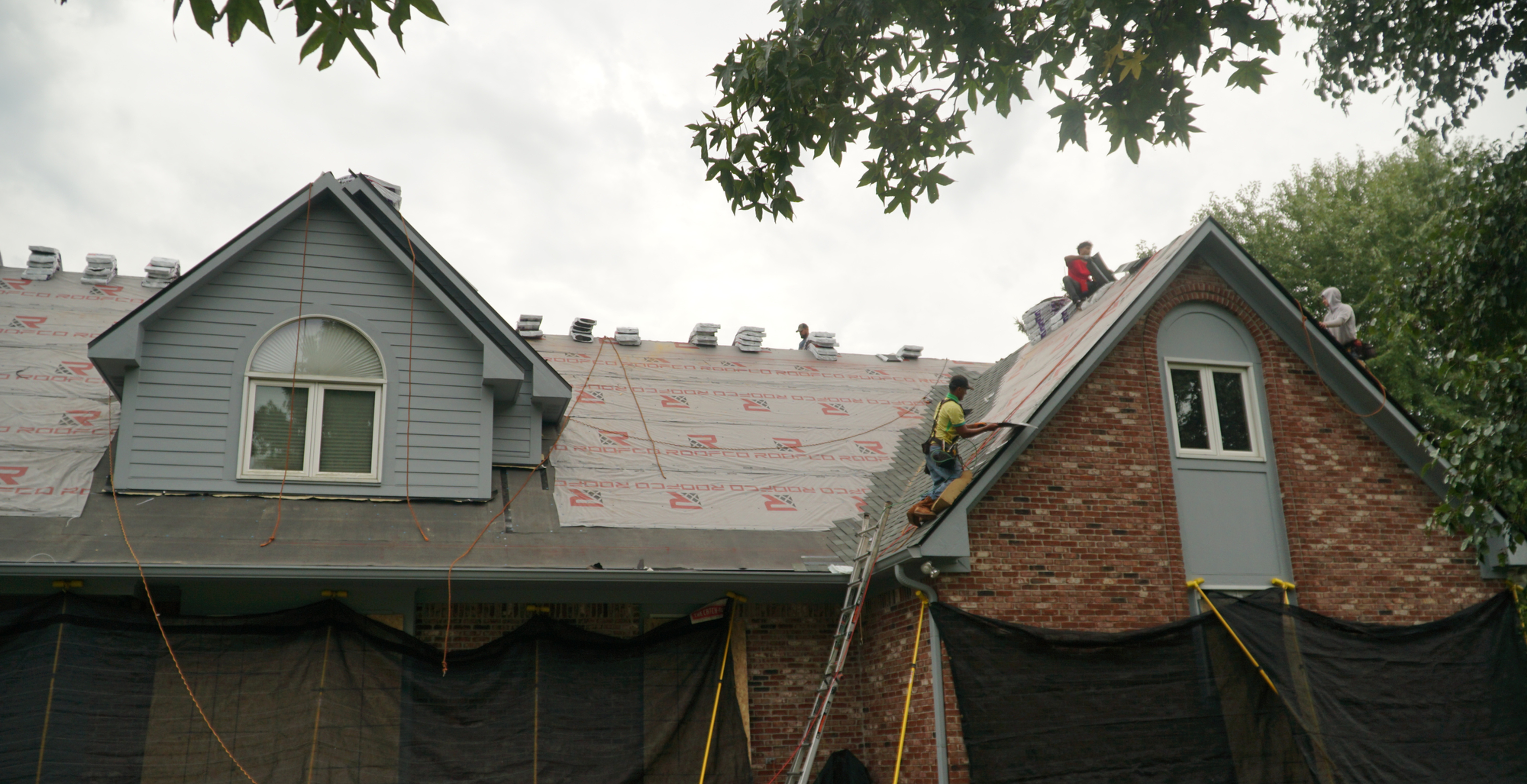 Roof underlayment installed around a dormer during a Central Indiana roof replacement