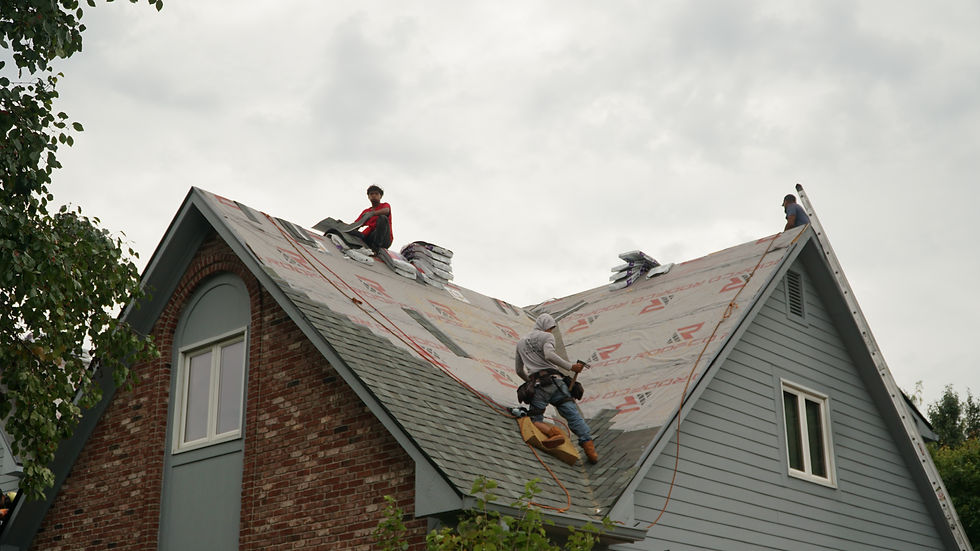 Roof underlayment installed across gables and valleys during a roof replacement