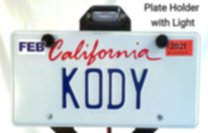 Kody Technologies pivoting license plate holder with light for Kuat, 1Up, RockyMounts, Yakima and Saris bike racks.