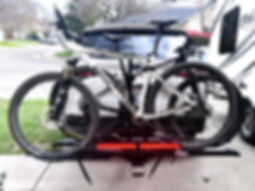 Kody Technologies medium size double light set on a Cravot Cyberrack bike rack.