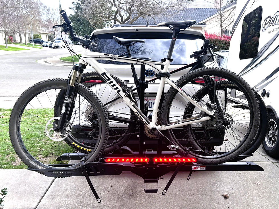 Kody Technologies medium size double light set on a Cravot Cyberrack bike rack.
